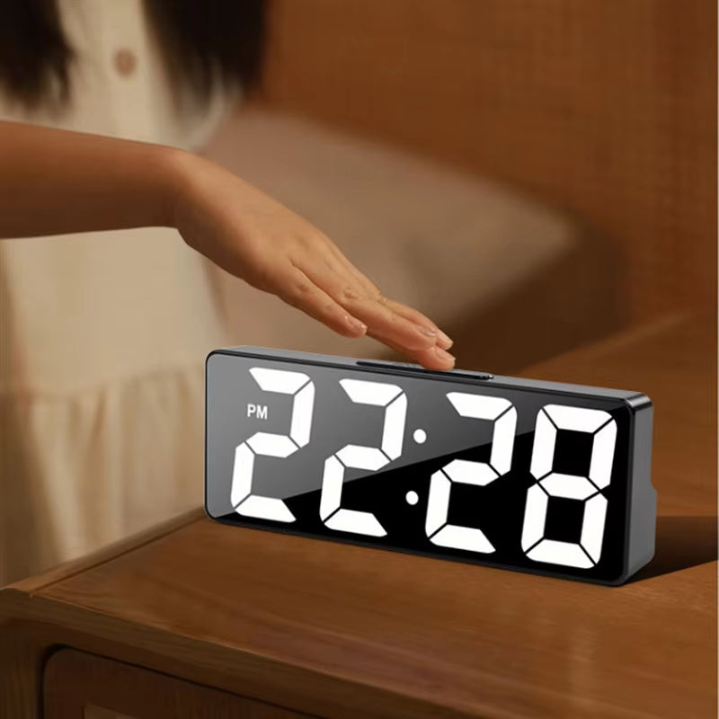 Latest Digital Clock LED Alarm Clock Bedroom Electronic Desktop Clock with Temperature Display Adjustable Brightness 12/24 Hours