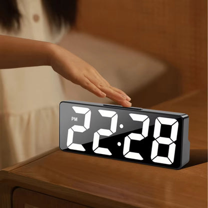 Latest Digital Clock LED Alarm Clock Bedroom Electronic Desktop Clock with Temperature Display Adjustable Brightness 12/24 Hours