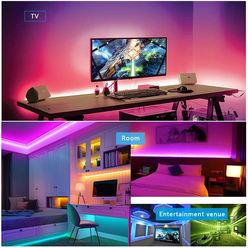 LED Strip Light RGB 5050 2835 Flexible Ribbon Wifi Bluetooth 12V Led Strip 20M 5M 10M 15M Waterproof Tape Diode+Control+Adapter