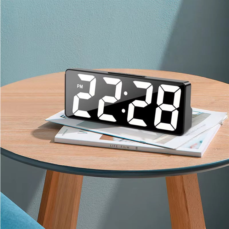 Latest Digital Clock LED Alarm Clock Bedroom Electronic Desktop Clock with Temperature Display Adjustable Brightness 12/24 Hours