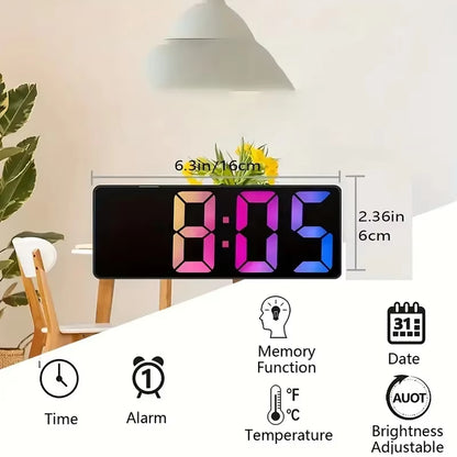 Latest Digital Clock LED Alarm Clock Bedroom Electronic Desktop Clock with Temperature Display Adjustable Brightness 12/24 Hours