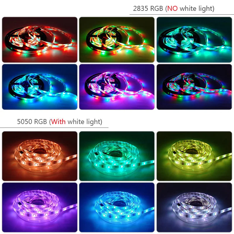 LED Strip Light RGB 5050 2835 Flexible Ribbon Wifi Bluetooth 12V Led Strip 20M 5M 10M 15M Waterproof Tape Diode+Control+Adapter